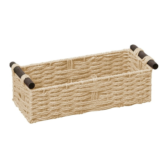 ChicYu Rattan Woven Storage Baskets with Handles Rectangle Organizer Bins Closet Cubes Storage Boxes for Clothes Toys Home Decorative Storage