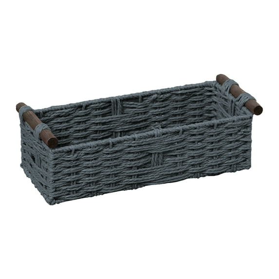ChicYu Rattan Woven Storage Baskets with Handles Rectangle Organizer Bins Closet Cubes Storage Boxes for Clothes Toys Home Decorative Storage
