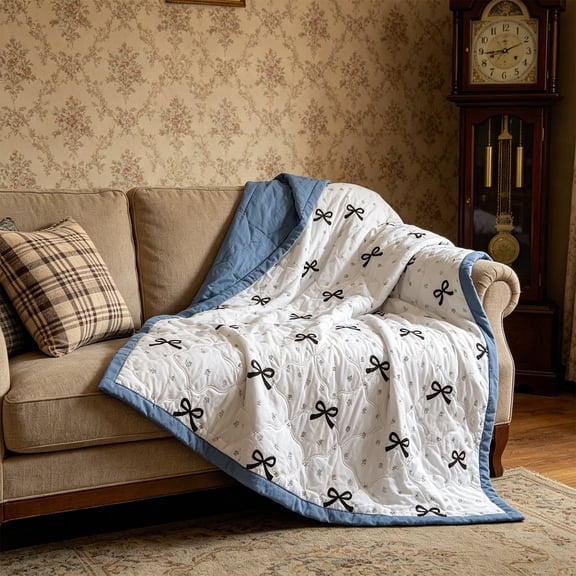 ChicYu Reversible Washed Cotton Nap Quilt, 39"x59", Lightweight Skin-Friendly Throw, Machine Washable Blanket, Colcha Lavada Reversible, Couverture Lavée Réversible