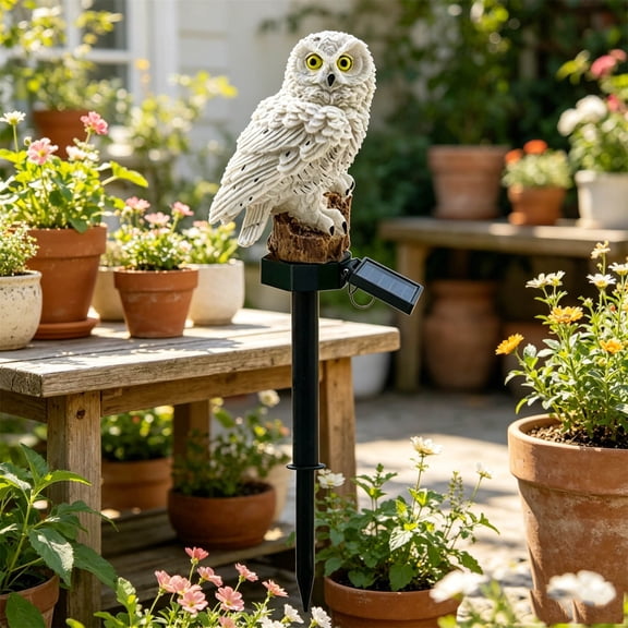 ChicYu Solar Owl Stake Light LED, Outdoor Garden Yard Decor, Bird Figure Lawn Accent Lamp, Night Landscape Glow, Buho Luz Solar