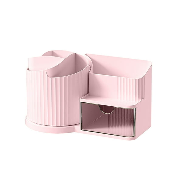 ChicYu Spinning Cosmetic Carousel,Rotating Brush Holders Pen Organizer for Vanity Tables,Makeup Artist Stations School Office Stationery Container Accessories Pink