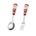 thumbnail image 1 of ChicYu Stainless Spoon Fork Set Cute Doll Handle Christmas Utensils Dessert Tableware Holiday Entertaining Gift Package Christmas Spoon A, 1 of 5