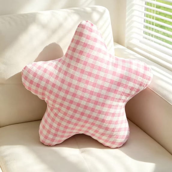 ChicYu Star Shaped Pillow Plush Stuffed Soft Checkered Gingham Decorative Throw Pillow Bedroom Living Room Home Sofa Bed Decor Cushion Almohada Estrella