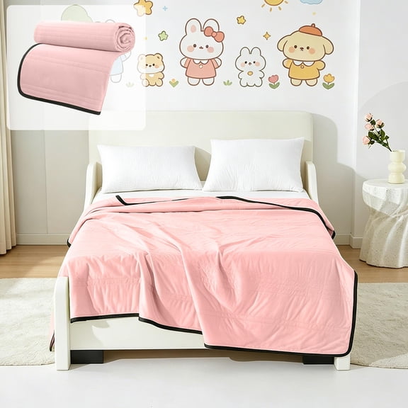 ChicYu Striped Summer Cooling Quilt, Lightweight Breathable Nap Blanket, Machine Washable Thin Comforter for Toddler Bed Couch, 27"x 39", Colcha Rayada de Verano, Couverture Rayée d'Été