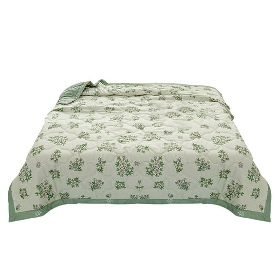 ChicYu Twin Size Washed Cotton Summer Quilt,Air Conditioning Bedding for Student Dorms,Lightweight Quilt Core with Fold Design, Machine Washable