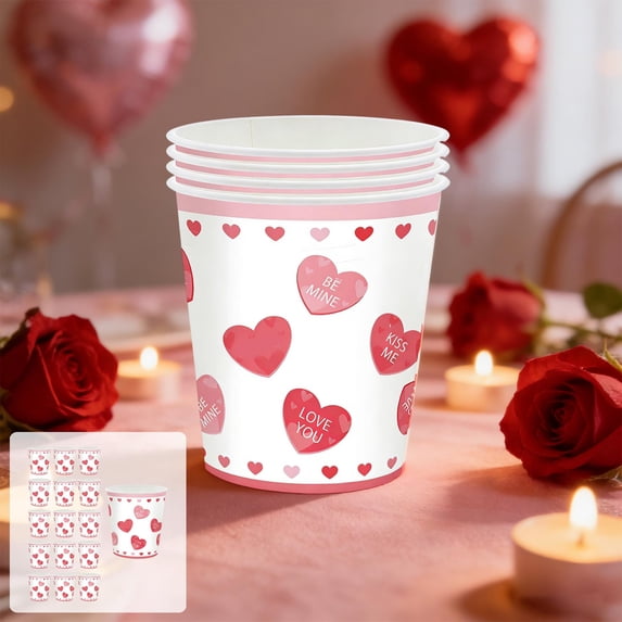 ChicYu Valentine's Day Disposable Tableware Set Paper Plates Cups Napkins Dinnerware Kit for Home Party Wedding Anniversary Holiday Decor