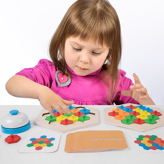 ChicYu Wooden Kids Intellectual Two Player Hexagon Thinking Puzzle Toy Parent Child Interactive Tabletop Enhancing Logical Thinking and Cooperation Skills