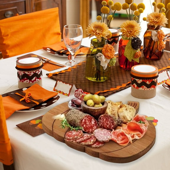 ChicYu Wooden Pumpkin Tray Autumn Cheese Board for Thanksgiving Halloween Holds Cheese Fruit Desserts Easy to Clean Enhances Holiday Decor Ideal for Parties​