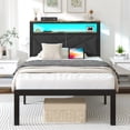 thumbnail image 1 of ChicZhiNest Twin Size Bed Frame with Storage Headboard and LED Light, Metal Platform Bed with Charging Station, Black, 1 of 10