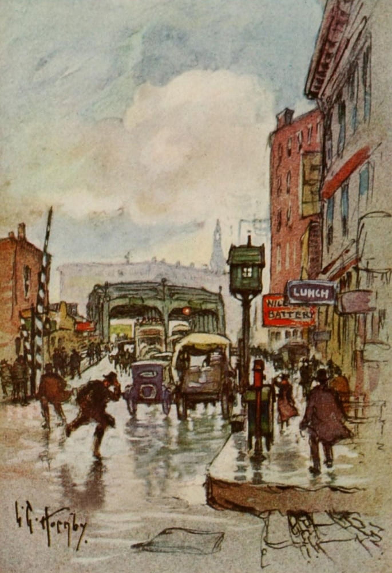 Chicago 1917 Rusb Street Canvas Art - Lester G Hornby (18 x 24)