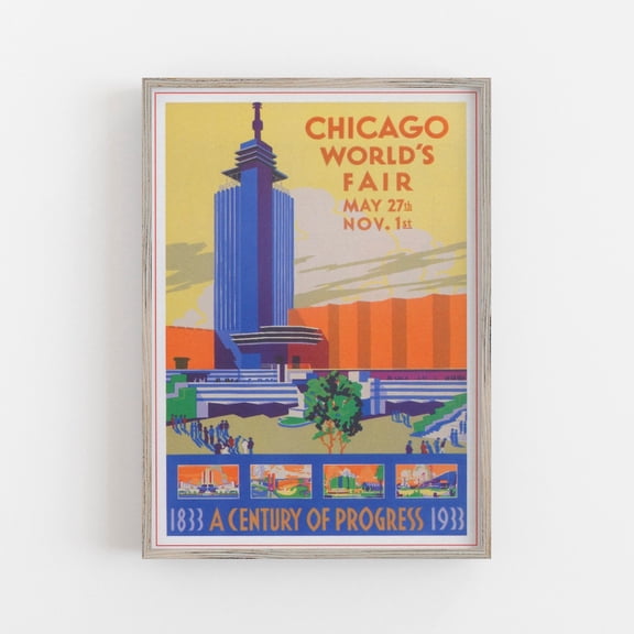 Chicago 1933 Worlds Fair Art Deco Wall Art Poster UNFRAMED PAPER POSTER, Home Decor