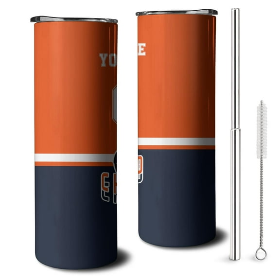 Chicago 20oz Customs stainless steel Insulated tumbler with Lid and Straws, Personalized football gifts for fans, Travel Cup Adds Your Name and Number