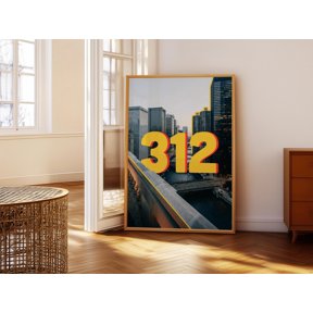 Chicago 312 Area Code Poster Photography Print - Bold Retro Home Decor Office Wall Art