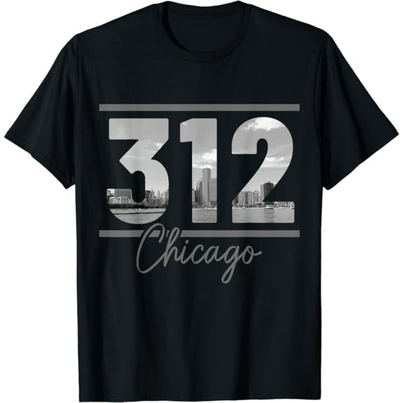 Chicago 312 Area Code Skyline Illinois Vintage T-Shirt