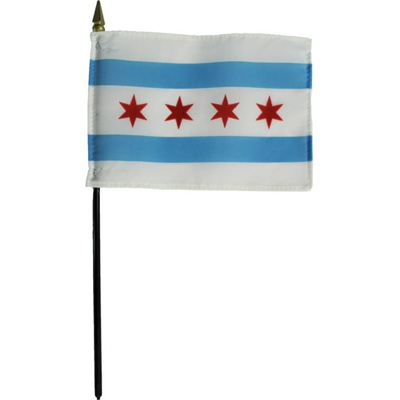 Chicago - 4"X6" Stick Flag