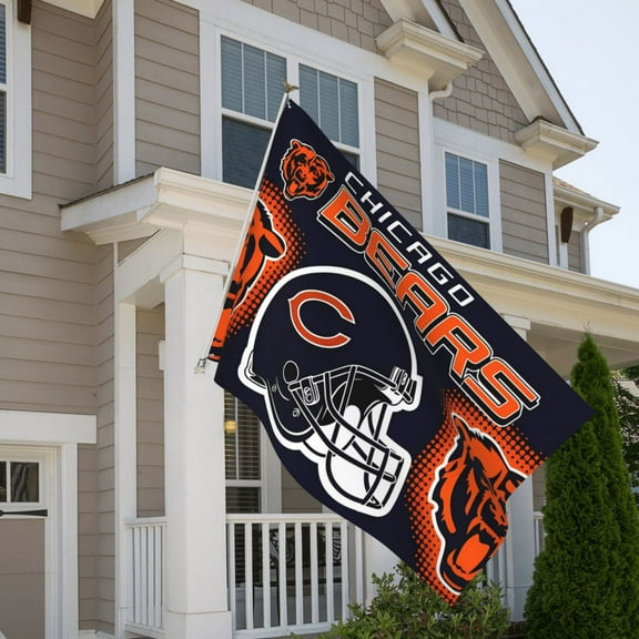 Chicago 5x8ft Outdoor Decorative Flag, American Football Team Fan Game Day Support Flag, Lightweight and Drape, Suitable for Strong Winds - All Weather Flag
