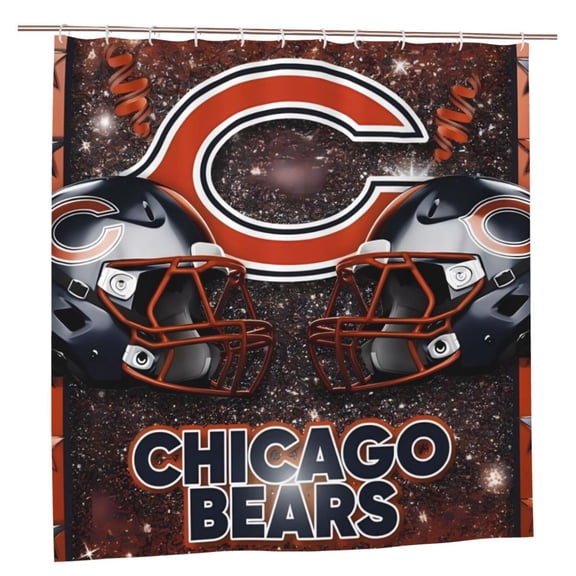 Chicago 72"X 72 " Bathroom Shower Curtain Waterproof And Heat Resistant Football Team Themed Bathroom Set With Hooks Mildew Resistant Bathroom Decor, Perfect Gift For Fans On Game Day