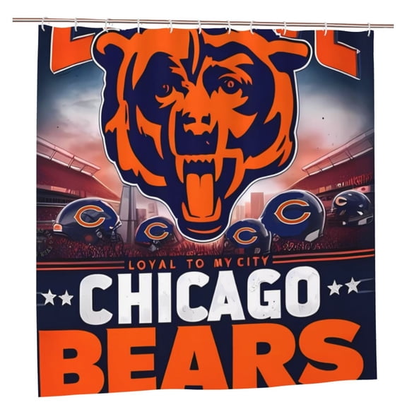 Chicago 72"X 72 " Bathroom Shower Curtain Waterproof And Heat Resistant Football Team Themed Bathroom Set With Hooks Mildew Resistant Bathroom Decor, Perfect Gift For Fans On Game Day