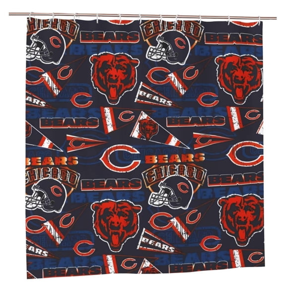 Chicago 72"X 72 " Bathroom Shower Curtain Waterproof And Heat Resistant Football Team Themed Bathroom Set With Hooks Mildew Resistant Bathroom Decor, Perfect Gift For Fans On Game Day