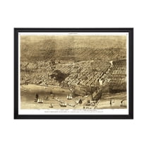 Chicago Art, 1874 Vintage Map of Chicago Illinois, IL History Wall Decor Gift, Old Chicago Map - 24" x 18" Black Framed Print