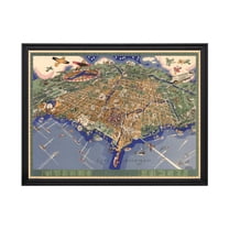 Chicago Art, 1931 Vintage Map of Chicago Illinois, IL History Wall Decor Gift, Old Chicago Map - 24" x 18" Black Framed Print