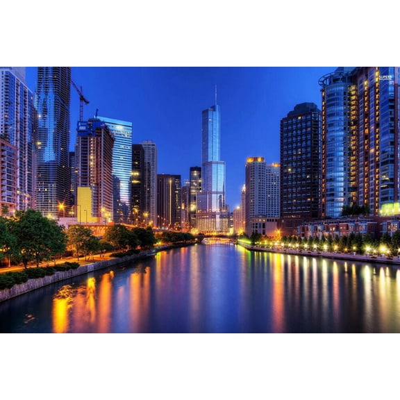 Chicago At Night III - CANVAS OR PRINT WALL ART