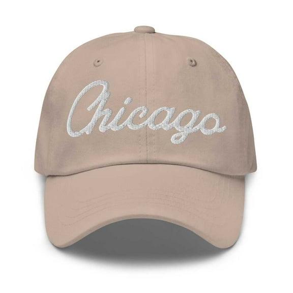 Chicago Baseball Cap Chicago Dad Hat Bold Script Illinois IL Hat Embroidered Souvenir Gift Stone