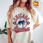 Chicago Baseball Tshirt, Cubs EST 1870 Baseball Team Tshirt, Retro Cubs Tee,Natural Color,Size L