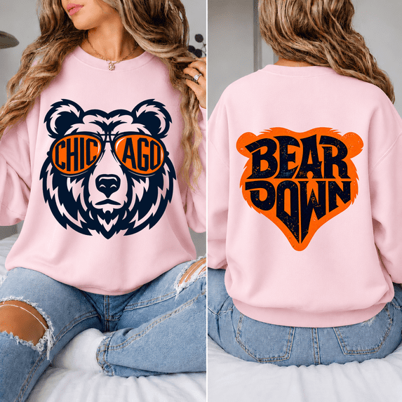 Chicago Bear Down Graphic Sweatshirt, Chic Ago Bear Sunglasses Front ...