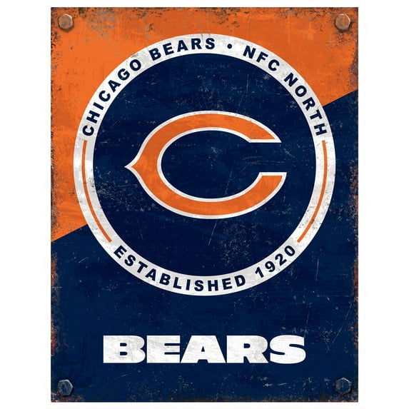 Chicago Bears 13" x 20" Two-Tone Established Date Metal Sign