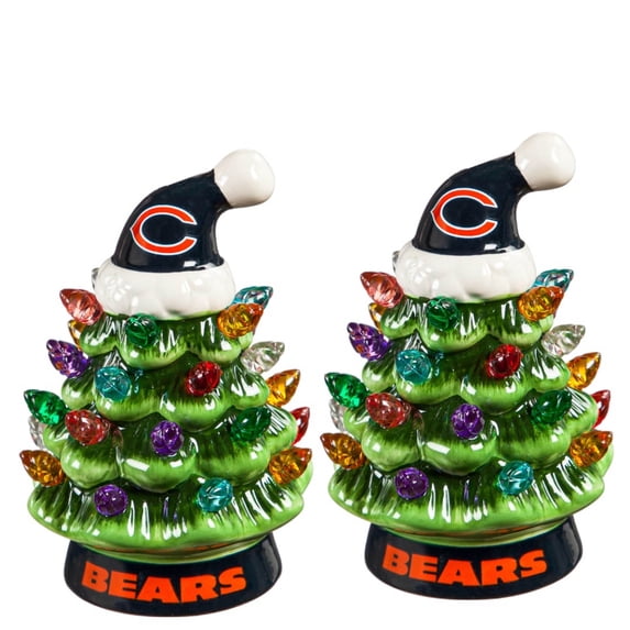 Chicago Bears 2-Pack 4" Ceramic LED Christmas Tree Set