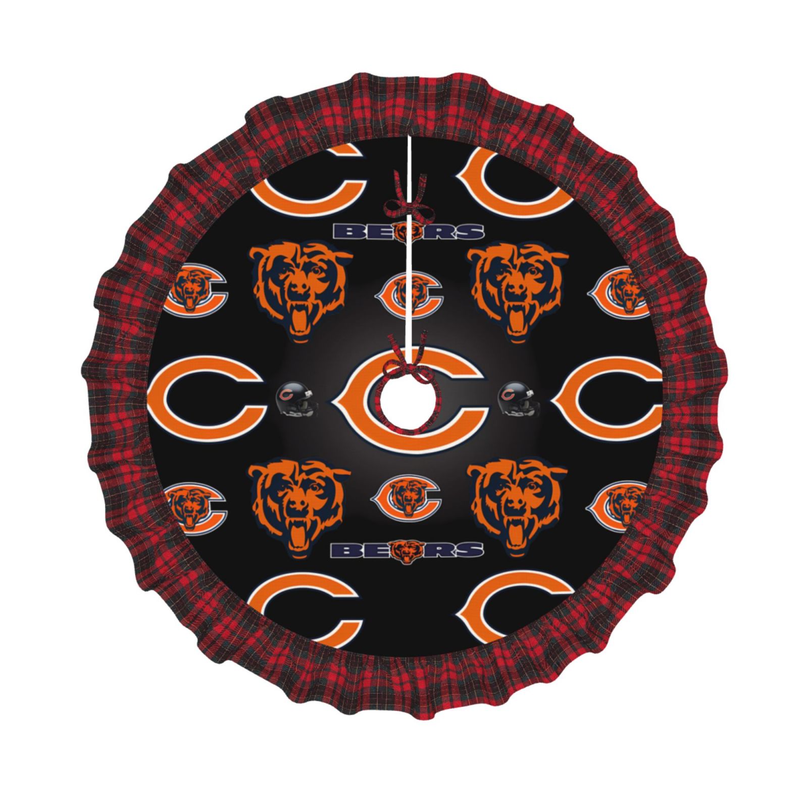 Bears Christmas plaid tree skirt New Year Festive Holiday Party