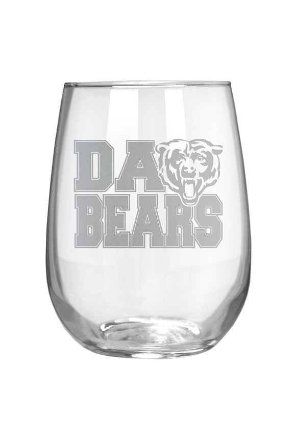 Chicago Bears Etched 17oz. Rally Cry Stemless Wine Glass