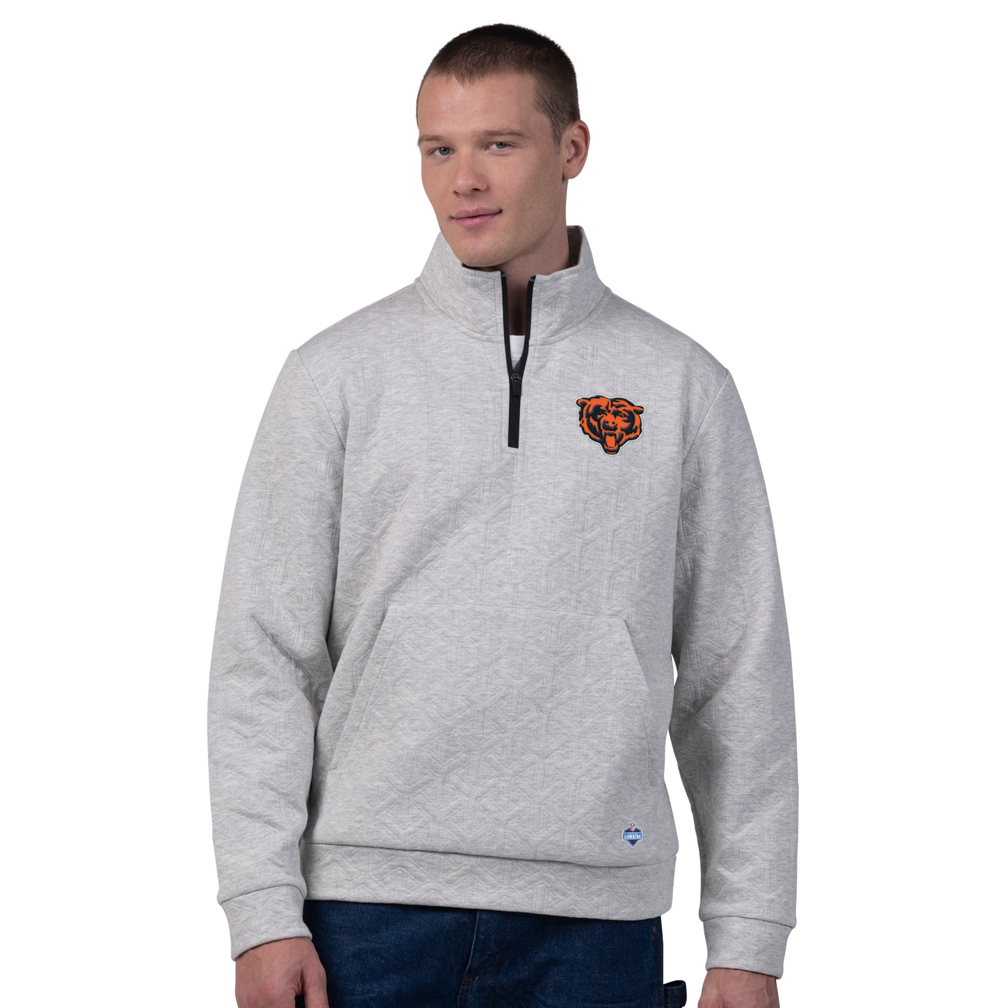 Chicago Bears Men's NFL Combine Textured 1/4 Zip Pullover Longsleeve Fleece