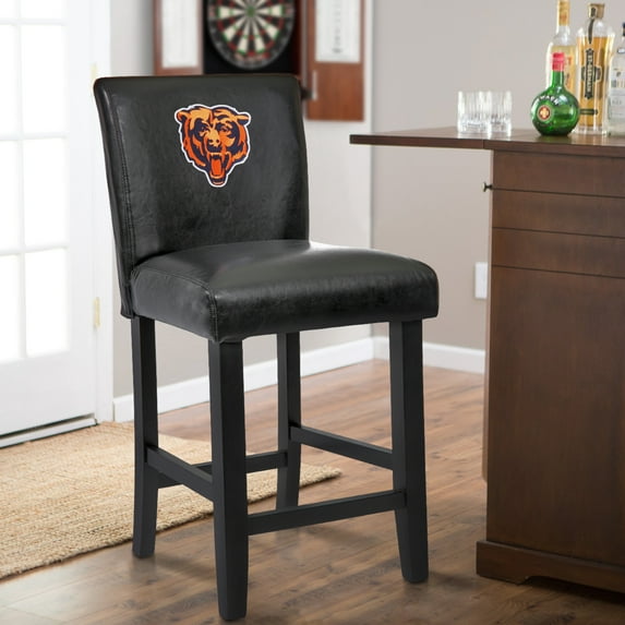 Chicago Bears Model 30CB Officially Licensed 30 inch Parsons Bar Stools (sold 2/carton) with removable faux leather cover for easy cleaning and replacement.