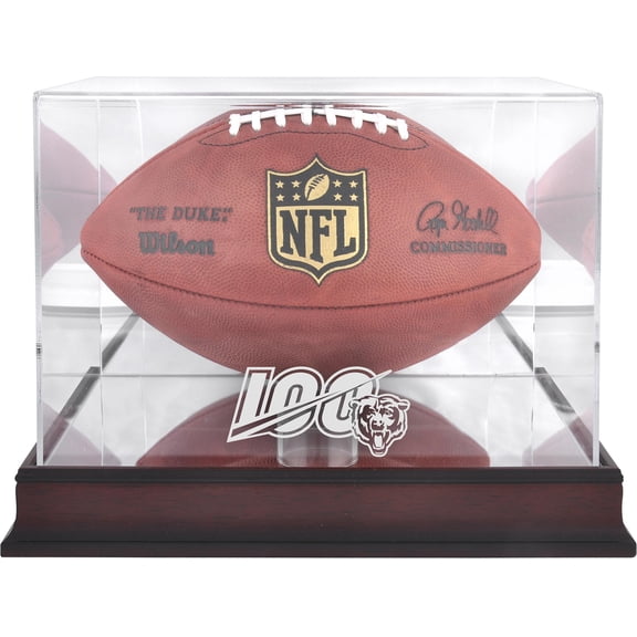 Chicago Bears NFL 100 Logo Mahogany Football Display Case with Mirror Back
