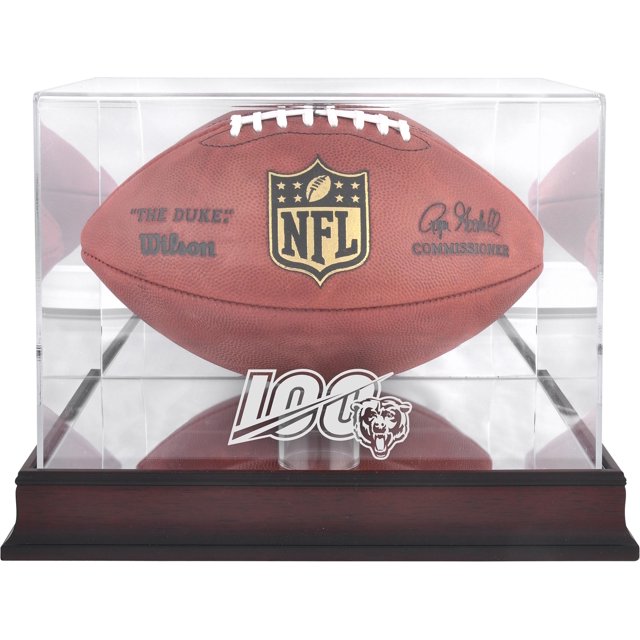 Chicago Bears NFL 100 Logo Mahogany Football Display Case with Mirror
