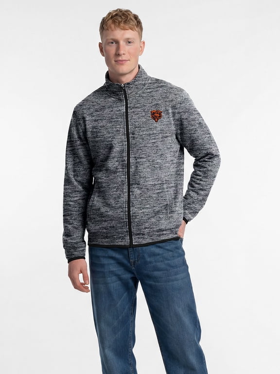 Chicago Bears Reebok Mens Heathered Black Full Zip Fleece Jacket