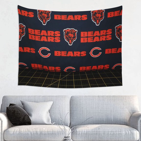 Chicago Beautiful Bedroom Tapestry, Stylish Home Decor, Football Team Theme Living Room Wall Hanging Background, Football Fan Holiday Gift Interior Decoration 29"X37"