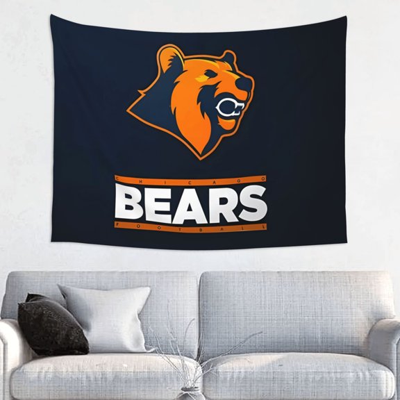 Chicago Beautiful Bedroom Tapestry, Stylish Home Decor, Football Team Theme Living Room Wall Hanging Background, Football Fan Holiday Gift Interior Decoration 29"X37"