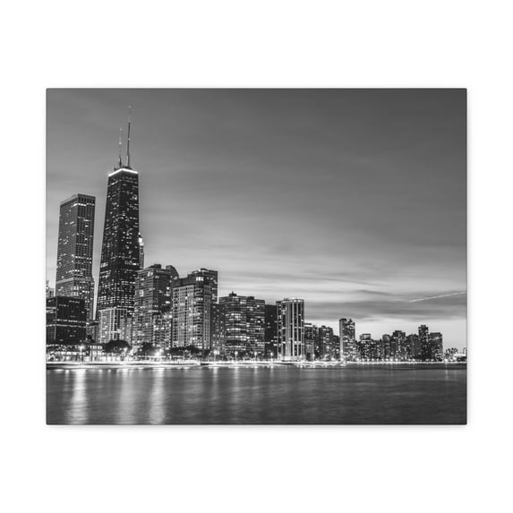 Chicago Black And White Skyline Canvas Artwork Breathtaking Stunning Cityscape for Home Decor Ready to Hang