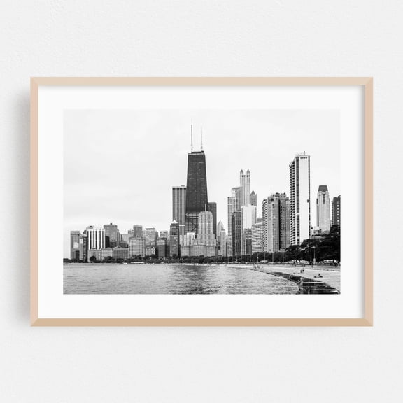 Chicago Black White Skyline Poster Unframed Paper Print