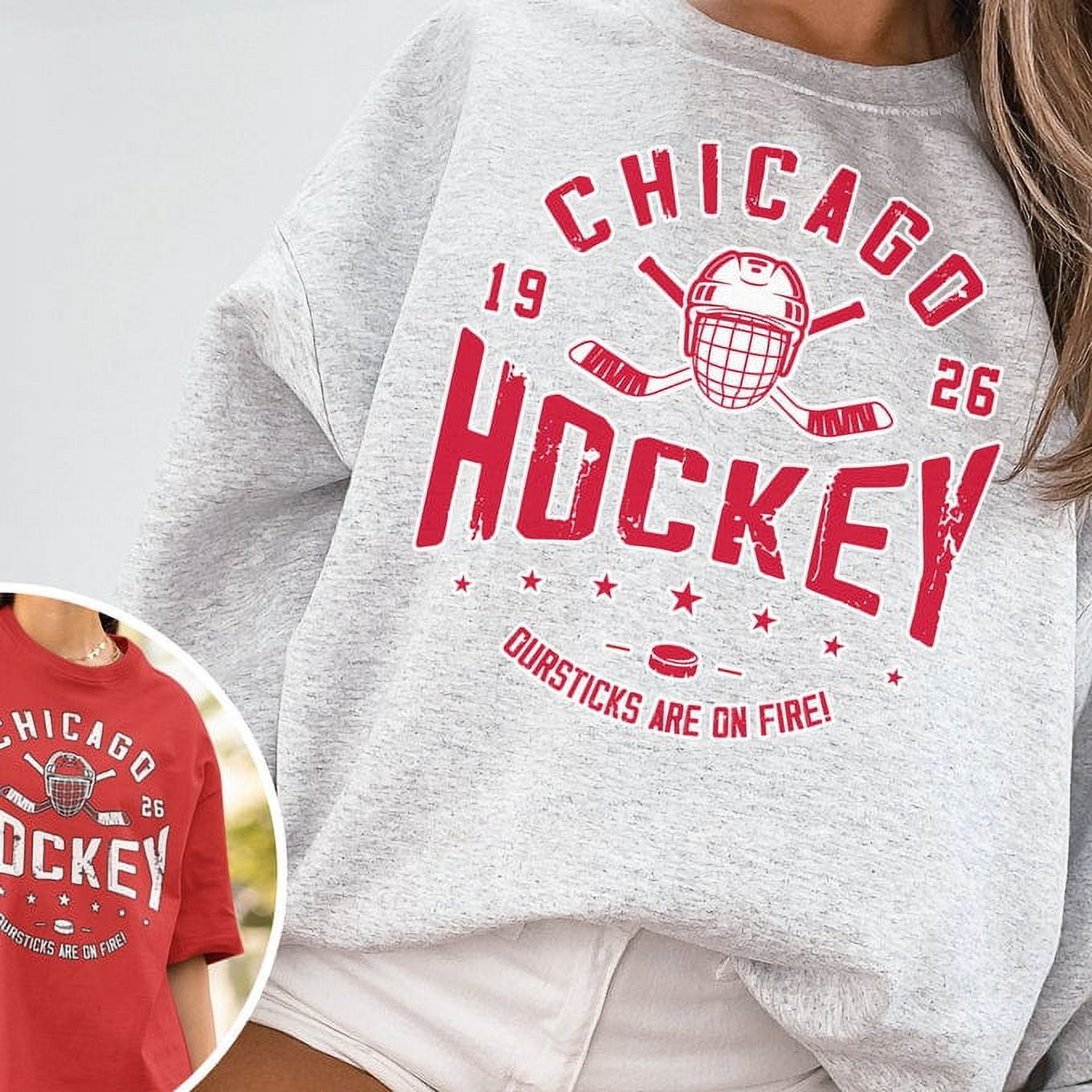 Chicago Blackhawk Crewneck Sweatshirt , Blackhawk Shirt, Chicago Ice