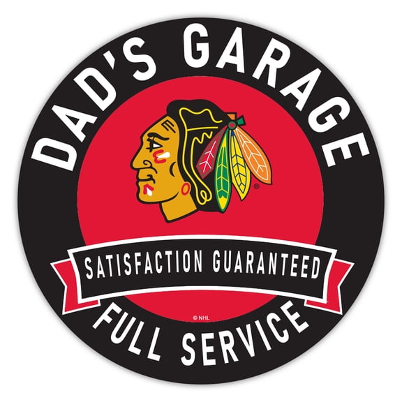 Chicago Blackhawks 16" Dad's Garage Wood Sign