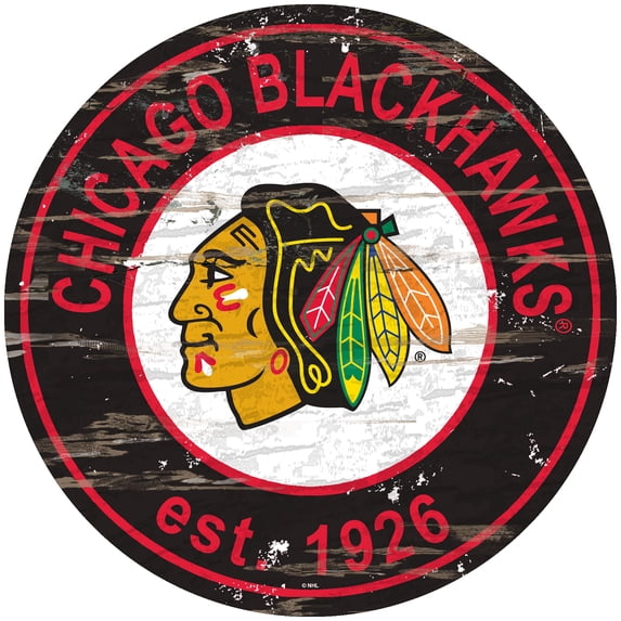 Chicago Blackhawks 24'' x 24'' Distressed Round Sign