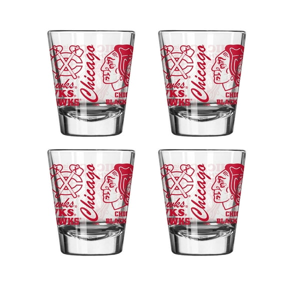 Logo Brands Chicago Blackhawks 4-Pack 2oz. Shot Glass Set