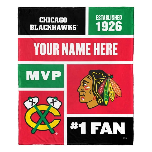 Chicago Blackhawks NHL Colorblock Personalized Silk Touch Throw Blanket, 50" X 60"