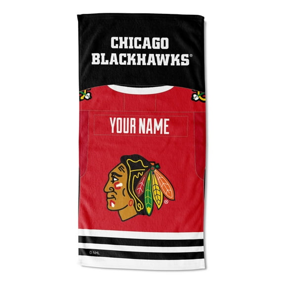 Chicago Blackhawks NHL Jersey Personalized Beach Towel, 30" x 60"