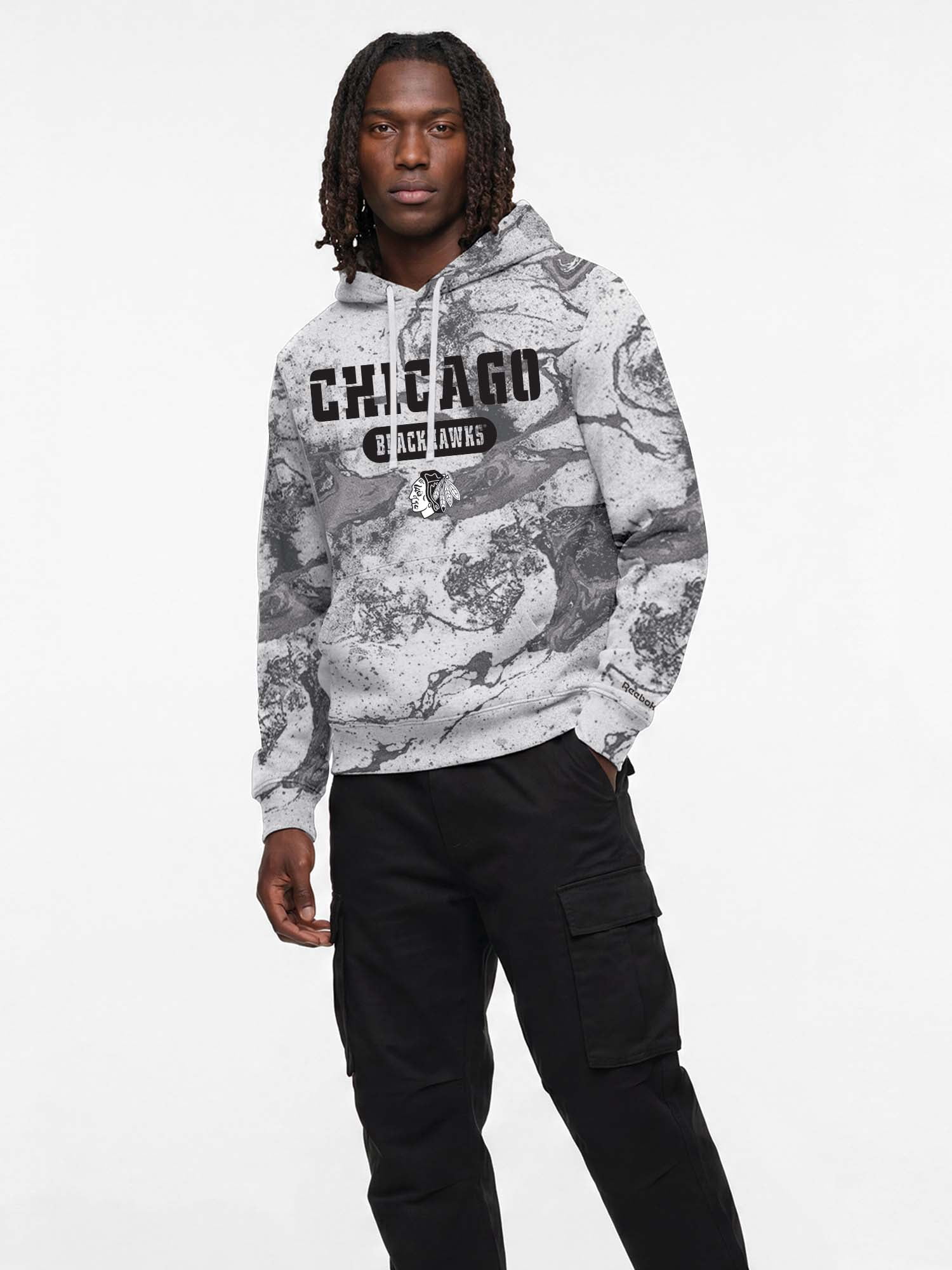 Chicago Blackhawks Reebok Mens All Over Print Hooded Sweatshirt