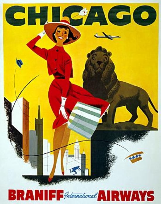Chicago Braniff International Airways Travel Canvas Art - (18 x 24)